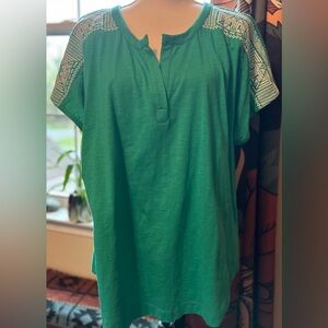 Lane Bryant Green Tee with unique sleeve detail